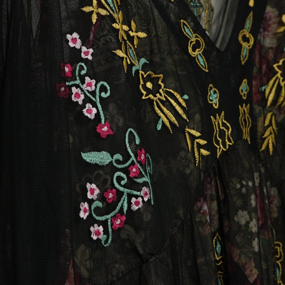 eshakti Black Floral Sheer V-Neck Maxi Dress - Picture 5 of 15